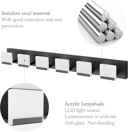 Ralbay LED Black Modern Vanity Light 6 Light Matte Black Bathroom Vanity Lights Acrylic Bathroom Vanity Lights Fixtures