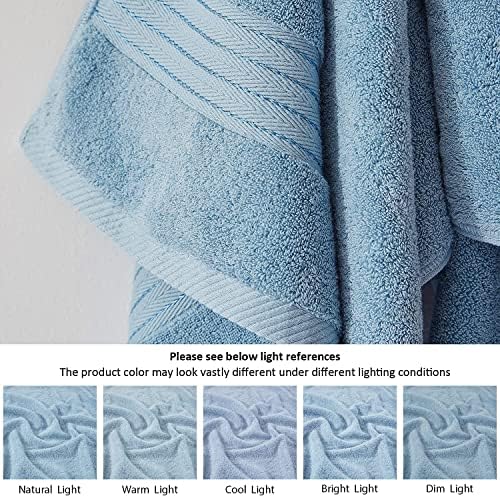 COZYART Luxury Hand Towels 4 PCS, Light Blue 100% Turkish Cotton 650 GSM