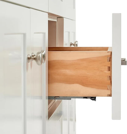 ARIEL Hamlet 66-inch Bathroom Vanity with Sink,Solid Wood, 1.5-inch Pure White Quartz Countertop & Backsplash, Double Rectangular Porcelain Sink, 4 Soft Closing Doors, 3 Dovetail Drawers, White