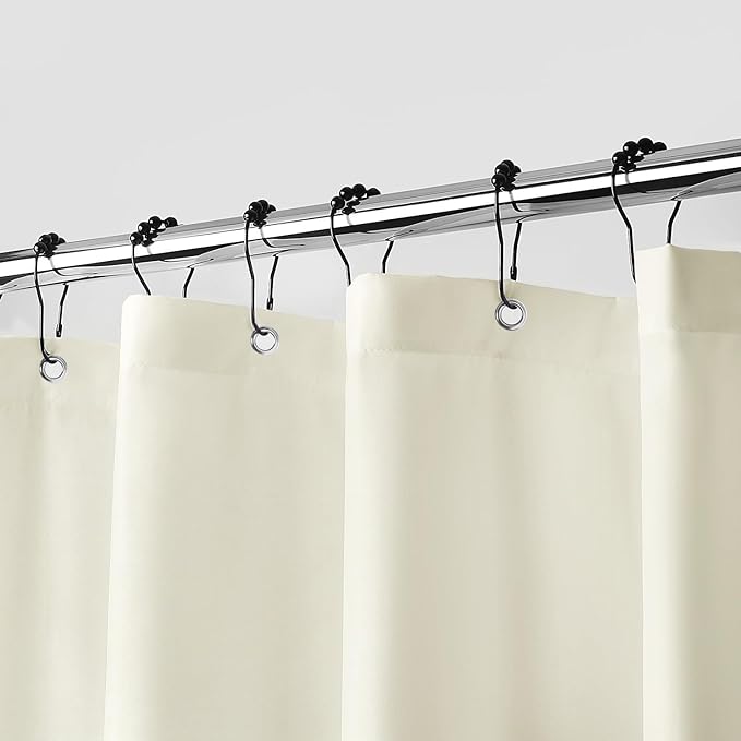 downluxe Waterproof Fabric Shower Curtain Liner, Soft Cloth Shower Liner with Magnets, Machine Washable & Hotel Quality Bathroom Curtain, 70" W x 72" L, Ivory