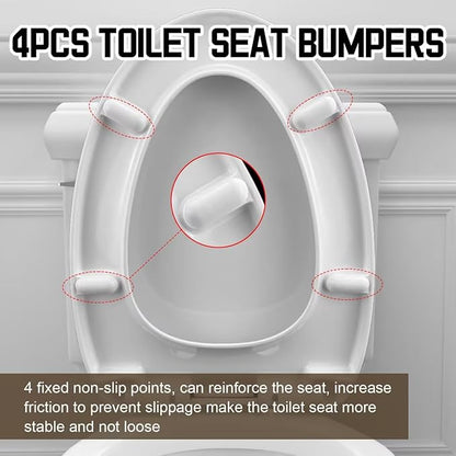 Premium Heavy-Duty Elongated (Oval) Toilet Seat (Oblong 18.5″), Soft Close & Silent, Metal Hinges, Quick-Attach Installation, Durable, Easy-Clean, White