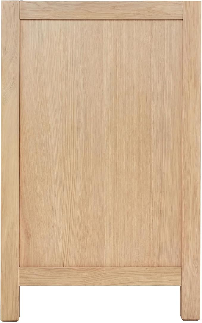 ARIEL Cambridge 66-inch Bathroom Vanity Base Cabinet,Solid Wood, 2 Soft Closing Doors, 9 Dovetail Drawers, White Oak