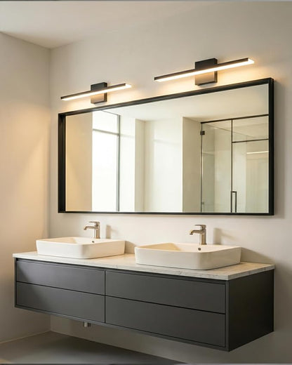 Modern LED Bathroom Light Fixtures,24inch (24.02'') 24W,2300 Lumen Dimmable Bathroom Vanity Lights Over Mirror,5CCT Black Vanity Lights for Bathroom Powder Room Washroom Restroom, ETL Certified
