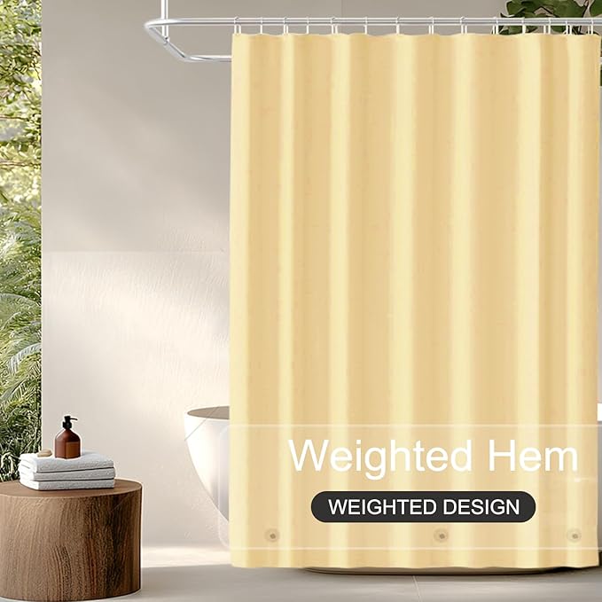Beige Shower Curtain Liner, 4G PEVA Shower Liner, Plastic Peva Waterproof Shower Curtains, 72x72 inch with Grommet Holes 3 Magnetic Weights