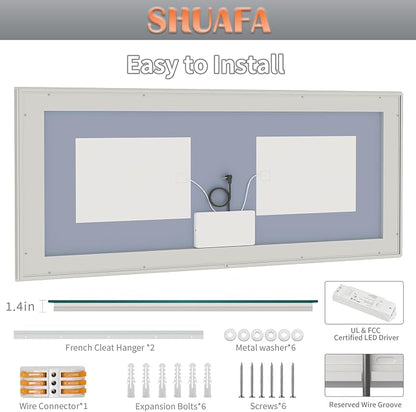 LED Mirror for Bathroom, 72x36 Inch Backlit + Front Lighted | Bathroom Vanity Mirror with Lights for Wall, Double Light Strips, 3 Colors, Shatter-Proof, Anti-Fog and Brightness Memory