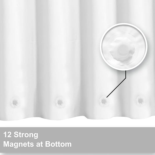Barossa Design Clawfoot Tub Shower Curtain with 12 Magnets - 36 Metal Hooks Included, 180" W x 70" H Wrap Around, Waterproof PEVA Shower Liner for Bathroom, PVC Free, Metal Grommets - White, 180x70