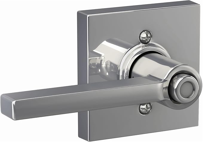 Schlage F40 LAT 625 COL Latitude Lever with Collins Trim Bed & Bath Privacy Door Lock, Bright Chrome