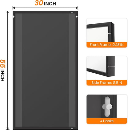 Bathroom Vanity Mirror for Wall, 55"x30" Bathroom Mirror for Over Sink | HD Shatterproof Glass, Rectangular Metal Frame, Horizontally or Vertically, Mirror for Bathroom, Living Room, Entryway(Black)
