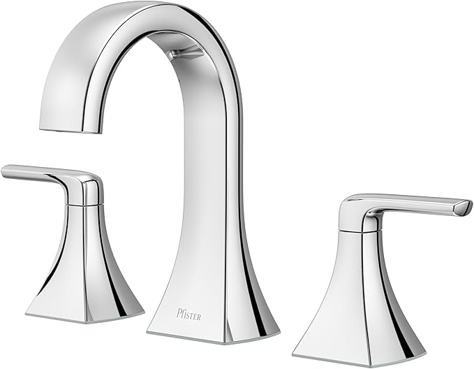 Pfister Bruxie Bathroom Sink Faucet, 8-Inch Widespread, 2-Handle, 3-Hole, NSF Certified, Polished Chrome Finish, LF049BIEC
