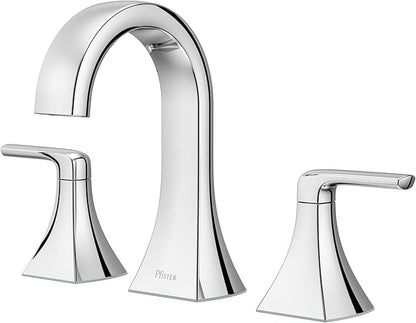Pfister Bruxie Bathroom Sink Faucet, 8-Inch Widespread, 2-Handle, 3-Hole, NSF Certified, Polished Chrome Finish, LF049BIEC