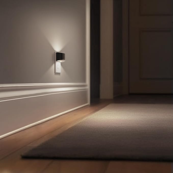L LOHAS LED Night Lights Plug into Wall with 3CCT Adjustable, 1W Nightlight | (1600K/3000K/5000K), 1W Nightlights Plug in Wall with Dusk to Dawn Sensor, 2 Pack, Black Housing
