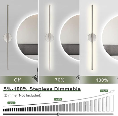 Brushed Nickel Bathroom Light Fixtures Over Mirror 43 Inch, 33W 360° Rotatable Dimmable 4000K LED Vanity Light Bar, Modern Bathroom Vanity Lights Above Mirror