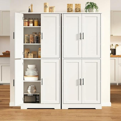 Garvee Kitchen Pantry Cabinet, 70 Inch Tall Storage Cabinet | with Doors and Adjustable Shelves, Freestanding Wooden Classic Cupboard for Living Room, Dining Room, Bathroom