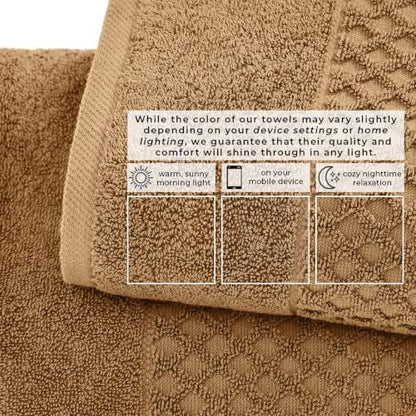 Great Bay Home Bath Towels - 100% Cotton 6 Piece Bath Sheet Set - Diamond Waffle Weave - Absorbent, Durable, Quick-Dry Towels for Bathroom (Mocha)