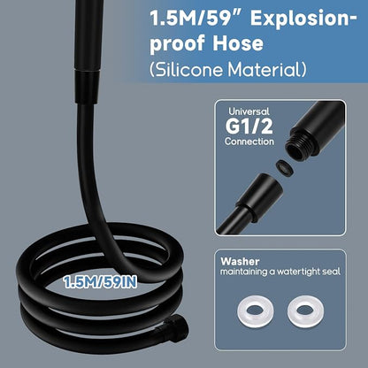 5+1 Mode High Pressure Replacement Black RV Shower Head with Hose | On/Off Switch, Water Saving Motorhome Shower Head for RV/Campervan, Caravan