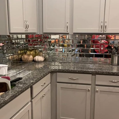 Mirror Peel and Stick Tile, Beveled Subway Mirror Backsplash 3x6 Inch for Kitchen Bathroom Wall (40 Pcs, 5 SQ.FT.)