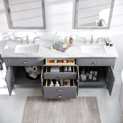 Artemis 72 in. Gray Double Sink Bath Vanity with Engineered Top and Undermount Porcelain Sinks