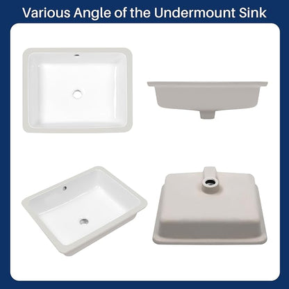 Enbol 20x16 inch Undermount Bathroom Sinks Rectangular White Porcelain Vessel Sink Modern Under Counter Lavatory Basin ECU1713