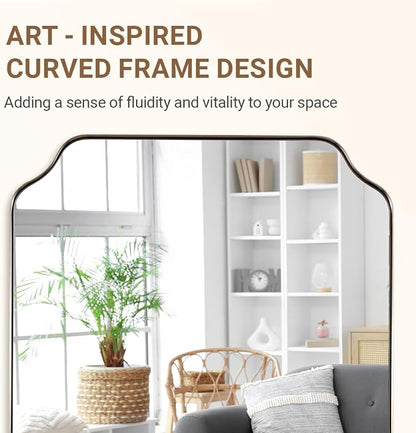 Chrome Bathroom Mirror, 24x36 Inch Polished Chrome Rectangle Mirror, Scalloped Bathroom Mirror with Stainless Steel Metal Frame, Thin Frame Deep 1’’