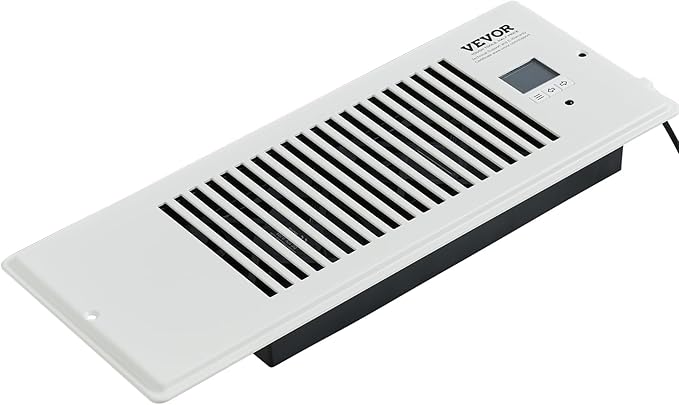 VEVOR Register Booster Fan, Quiet Vent Booster Fan Fits 4” x 12” Register Holes, with Remote Control and Thermostat Control, Adjustable 10-Speed for Heating Cooling Smart Vent, White