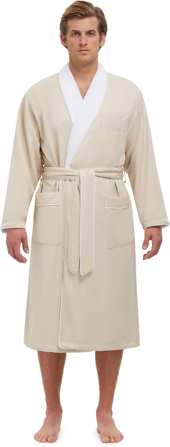MONARCH Unisex Plush Lined Microfiber Bath Robe - Soft Shell with Polyester Lining, Resort-Grade Hotel & Spa Robe with Pocket