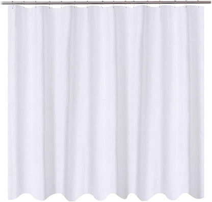 N&Y HOME Fabric Shower Curtain Liner 96 x 78 inch XL Size, Hotel Quality, Washable, Water Repellent, White Bathroom Curtains with Grommets, 96x78