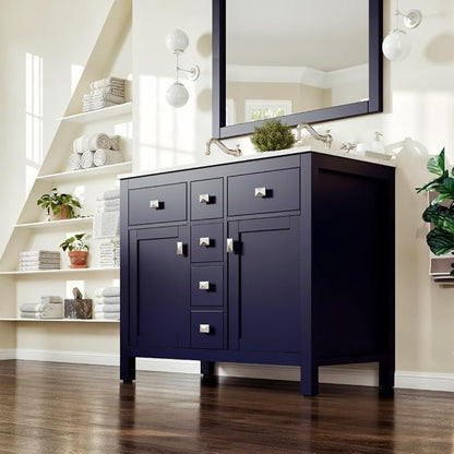 Artemis 44 in. Blue Double Sink Bath Vanity with Engineered Top and Undermount Porcelain Sinks