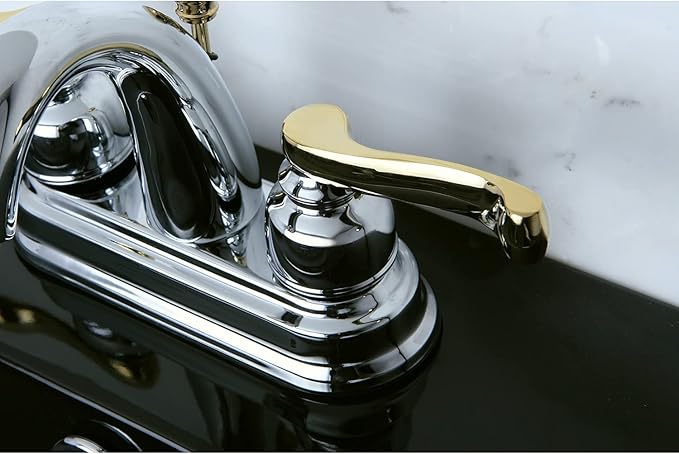 Kingston Brass KB5614FL 4 in. Centerset Bathroom Faucet, Polished Chrome/Polished Brass
