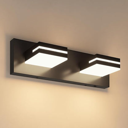 VOLISUN Modern Bathroom Vanity Light Fixtures (2-Light, 15.5-Inch), 5CCT Dimmable Bathroom Lighting Fixtures Over Mirror, 360°Rotatable Head, Black LED Vanity Lights for Bathroom-ETL Certificated
