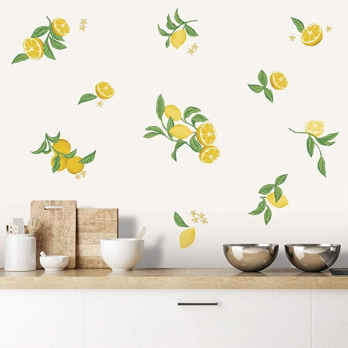 Tempaper Lemon Peel and Stick Wall Decals, Yellow & Green (20 ct.)