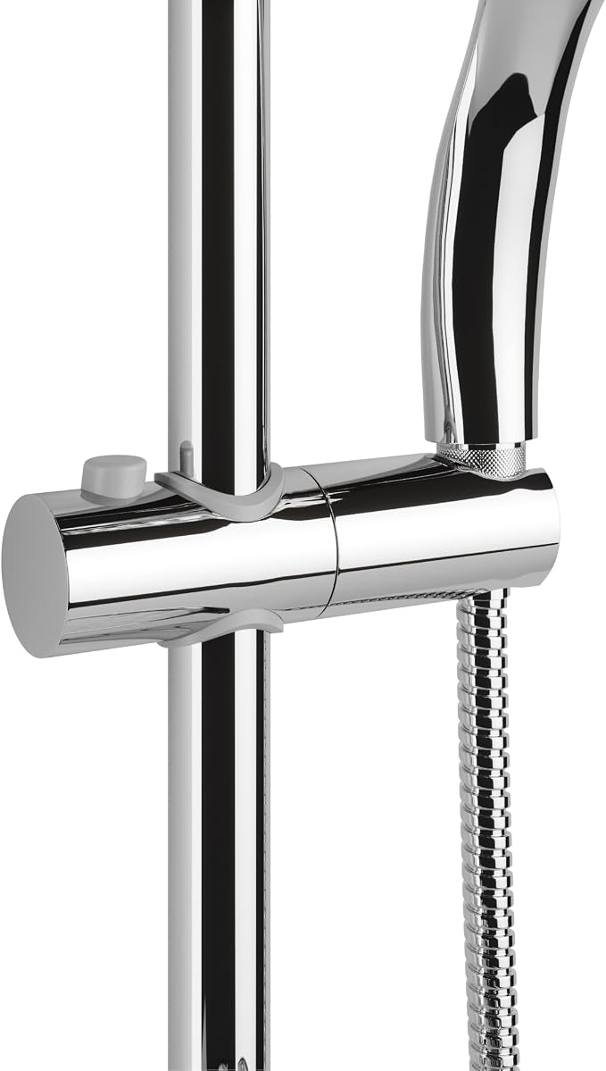 PULSE ShowerSpas Kauai III Polished Chrome Rain Shower Head with Handheld Spray - 2.5 GPM, 8" Showerhead, 5-Function HandShower, Adjustable Slide Bar - Shower Heads with Handheld Spray Combo