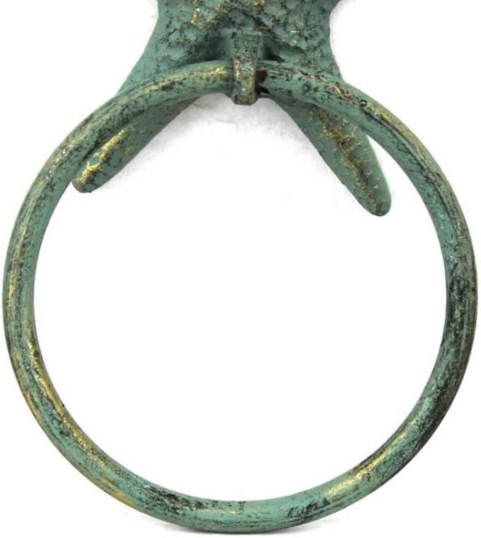 Antique Bronze Cast Iron Starfish Towel Holder 8.5 Inch - Starfish Decoration - Sea Home Decor
