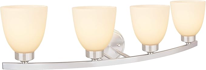 Aspen Creative 62205-1, Four-Light Metal Bathroom Vanity Wall Light Fixture, 28-3/4" Wide, Transitional Design in Satin Nickel, 4
