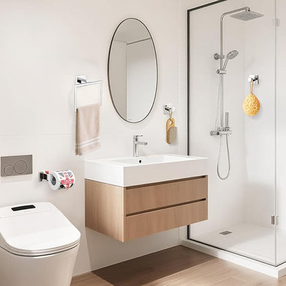 TURS Bathroom Accessory Set Polished Towel Ring Set Stainless Steel Toilet Paper Holder Towel Ring Robe Hook Wall Mount