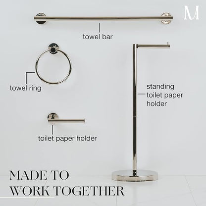 Marmolux Acc Chrome Towel Ring - Hand Towel Holder for Bathroom Wall - Simple Round Towel Hanger for Bathroom - Heavy Duty SUS 304 Stainless Steel Bathroom Towel Rack - Towel Rack Bathroom - Towel Bar