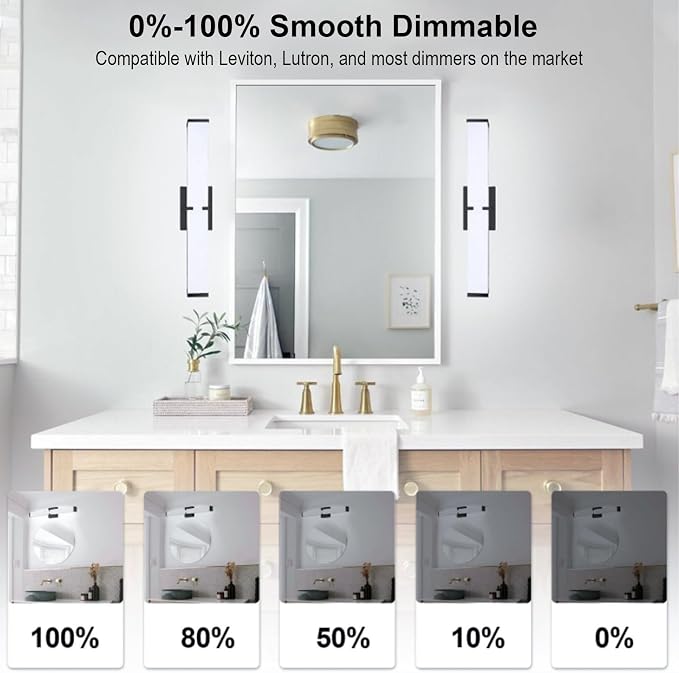 40 inch Bathroom Vanity Light 2700/3000/3500/4000/5000k Dimmable, Black Modern Matte for Vanity Lighting Over Mirror LED, Equivalent to Incandescent 350W, ETL Certificated (1 Pack)