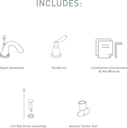 Moen Brantford Chrome Two-Handle Widespread Bathroom Faucet Trim Kit for 3-hole Setups, Valve Required, T6620