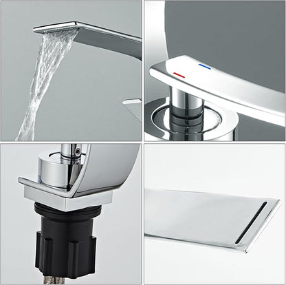 becola Chrome Bathroom Sink Faucet, Low Arc Modern Bathroom Faucet, Brass Single Hole Vanity Sink Faucet, Touch On Single Handle Basin Faucet Tap with 3/8” Hot and Cold Water Supply - Chrome