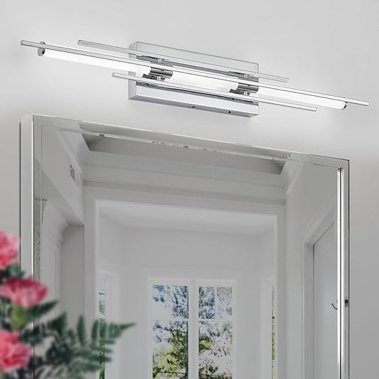 31" Chrome Bathroom Vanity Light Dimmable 5CCT Bathroom LED Wall Light Over Mirror Modern Wall Mount Lighting Fixture Hardwired