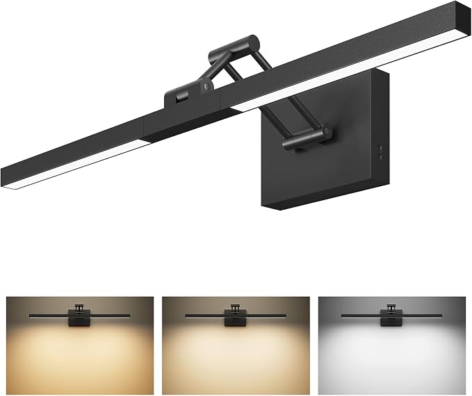 VONLUCE 24" Modern LED Bathroom Vanity Light, Matte Black | 3CCT, Flicker-free, 360° Rotatable Head & Swing Arm, IP44 waterproof Bathroom Light Fixture Over Mirror for Bathroom, Picture