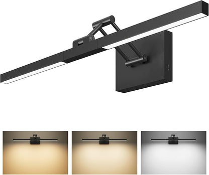 VONLUCE 24" Modern LED Bathroom Vanity Light, Matte Black | 3CCT, Flicker-free, 360° Rotatable Head & Swing Arm, IP44 waterproof Bathroom Light Fixture Over Mirror for Bathroom, Picture