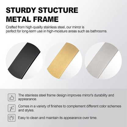 30x36” Black Bathroom Mirror, Oblong Vanity Mirror with Stainless Steel Metal Frame, Matte Black Oval Mirror for Over Sink, Modern Anti Rust Wall Mounted