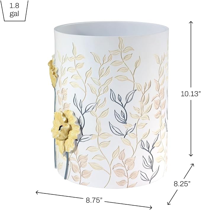 Avanti Linens - Waste Basket, Decorative Trash Can, Chic Home Decor (Marielle Collection)