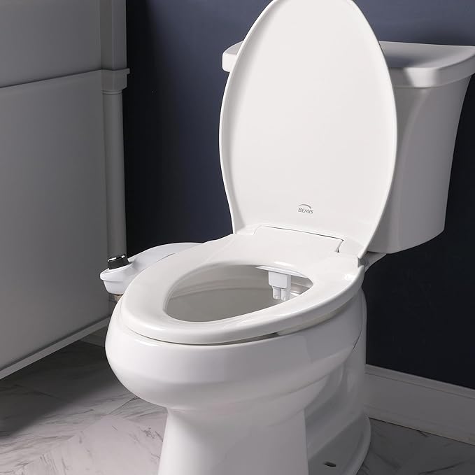 Bio Bidet SlimEdge Bidet Attachment for Toilet, Non Electric, Dual Nozzles for Front and Rear Cold Water Wash, Adjustable Water Pressure, White