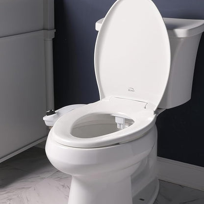 Bio Bidet SlimEdge Bidet Attachment for Toilet, Non Electric, Dual Nozzles for Front and Rear Cold Water Wash, Adjustable Water Pressure, White
