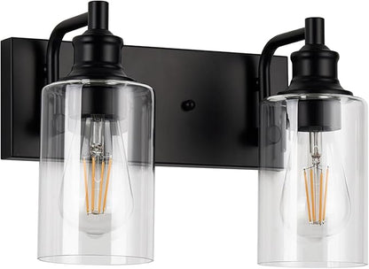2-Light Bathroom Light Fixtures Modern Black Vanity Lights for Bathroom Lighting Fixtures Over Mirror for Cabinet Mirror Bedroom Hallway