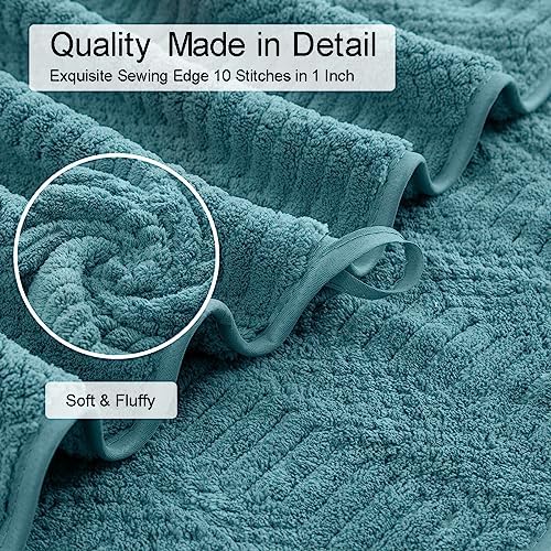 8 Pcs Turquoise Oversized Bath Towel Set-2 Extra Large Bath Sheets,2 Hand Towels,4 Washcloths Soft Bathroom Towels Highly Absorbent Quick Dry Beach Chair Towels Woven Towels for Hotel and Spa