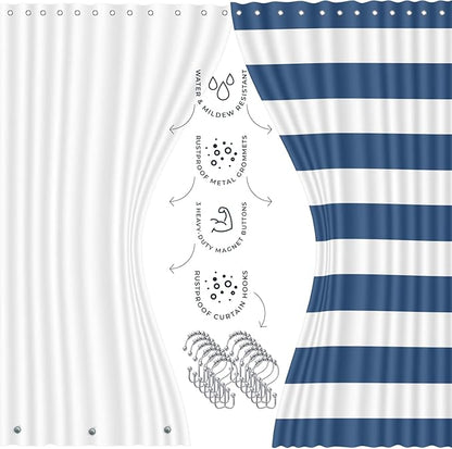 Clara Clark Bathroom Set - Navy Bathroom Accessories Set, Bathroom Sets with Shower Curtain and Rugs, 23PC Shower Curtain Set with Liner, Soap Dispenser, Soap Dish, Toilet Brush Holder, and Trash Can