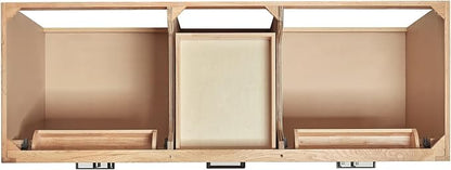 ARIEL Hepburn 60-inch Bathroom Vanity with Sink,Solid Wood, 1.5-inch Pure White Quartz Countertop, Double Rectangular Porcelain Sink, 4 Soft Closing Doors, 6 Dovetail Drawers, White Oak