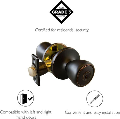 Design House 728709 Terrace 6-Way Universal Keyed Entry Door Knob Oil Rubbed Bronze